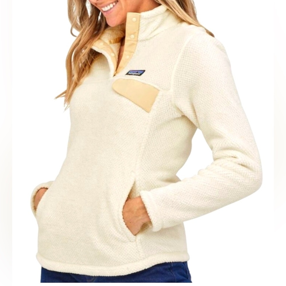 Patagonia Cream Sherpa Snap-Placket Pullover